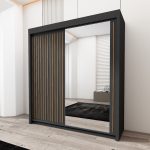 Royal black sliding door wardrobe front view