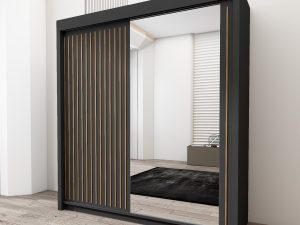 Royal black sliding door wardrobe front view