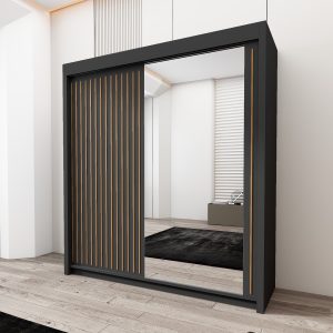 Royal black sliding door wardrobe front view