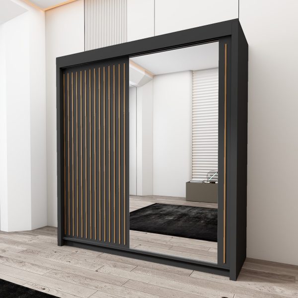 Royal black sliding door wardrobe front view